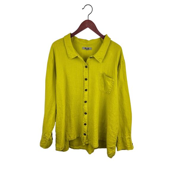 Flax Linen Chartreuse Tunic - Picture 1 of 6